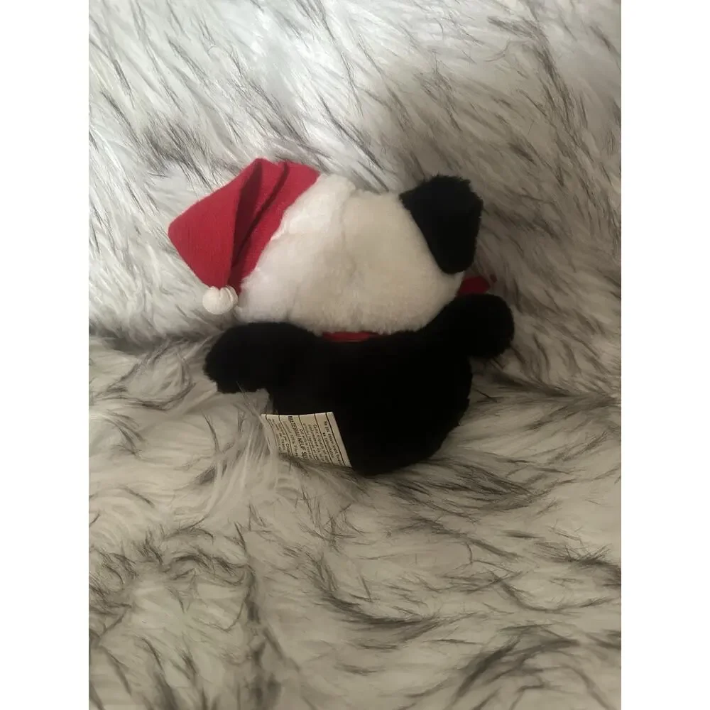 Small Panda Bear Plush VTG 1991 Joelson Black Red Ribbon 6